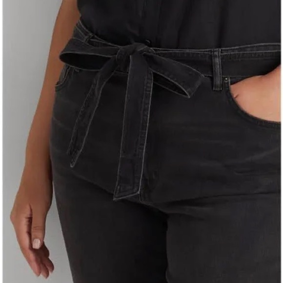 Lauren Ralph Lauren Belted High-Rise Tapered Jeans , Black Wash
Size 14W NWT - Picture 2 of 8